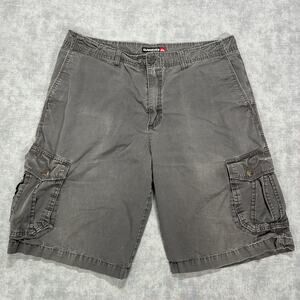 Vintage Y2K Quiksilver Cargo Shorts Mens size 35 Gray Baggy Skate Utility